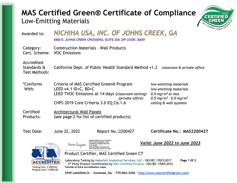Certified Green Certificate for AWP 