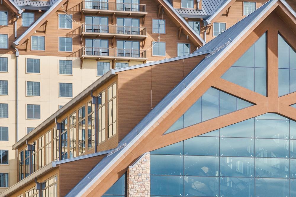 Gaylord’s Convention Center in Aurora, Colorado is protected by Nichiha’s VintageWood fiber cement cladding.