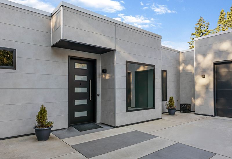 Entrance to modern home residence with IndustrialBlock