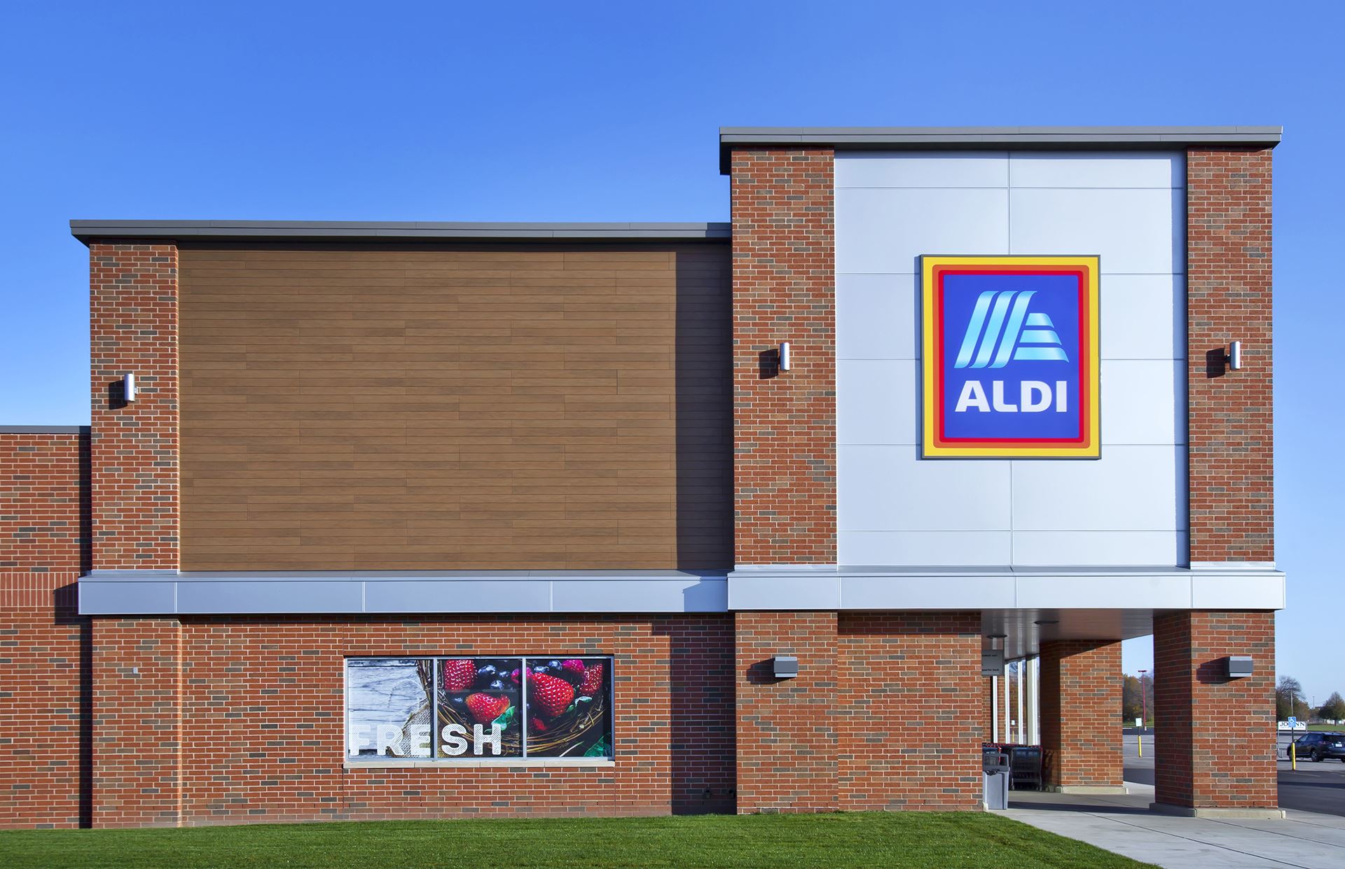 Aldi exterior with VintageWood architectural wall panels